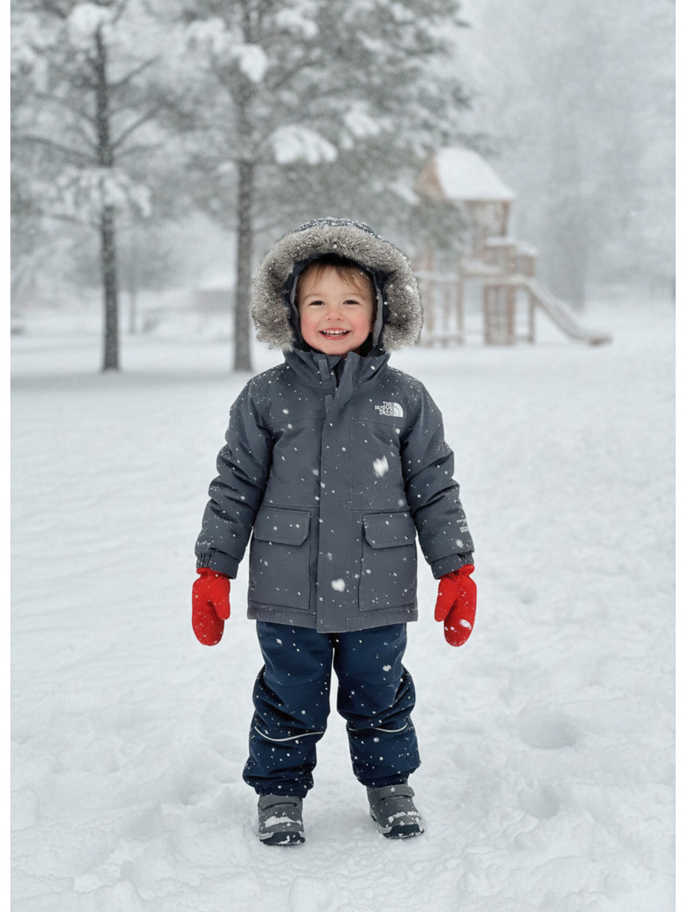 The North Face Toddler 2T DryVent 550 Down Winter Coat Parka Jacket Gray Black